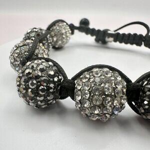 Vintage 90s Disco Ball Clear Rhinestone Bracelet Shamballa Women's Jewelry 90s